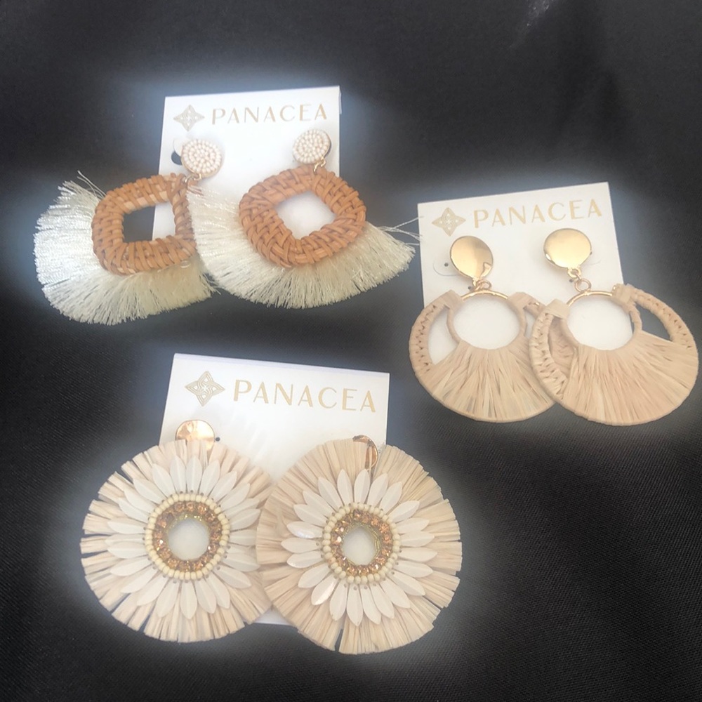 Panacea natural woven earring bundle 3 pairs